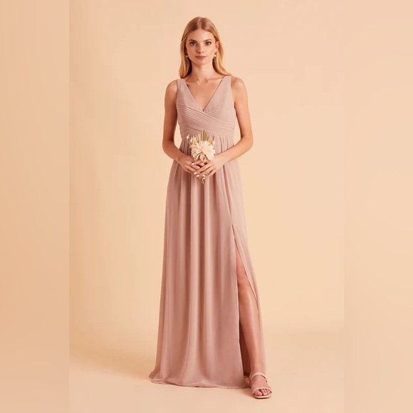 Birdy Grey Laurie Empire Dress in Chiffon Taupe - Picture 1 of 8